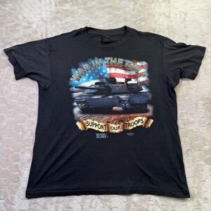 VTG 1991 3D Emblem Support Our Troops Gulf War Shirt War Zone Sz Lg RARE USA